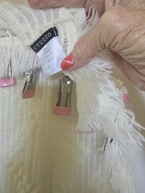 STUDIO Ivory Fringe Knit Cardigan